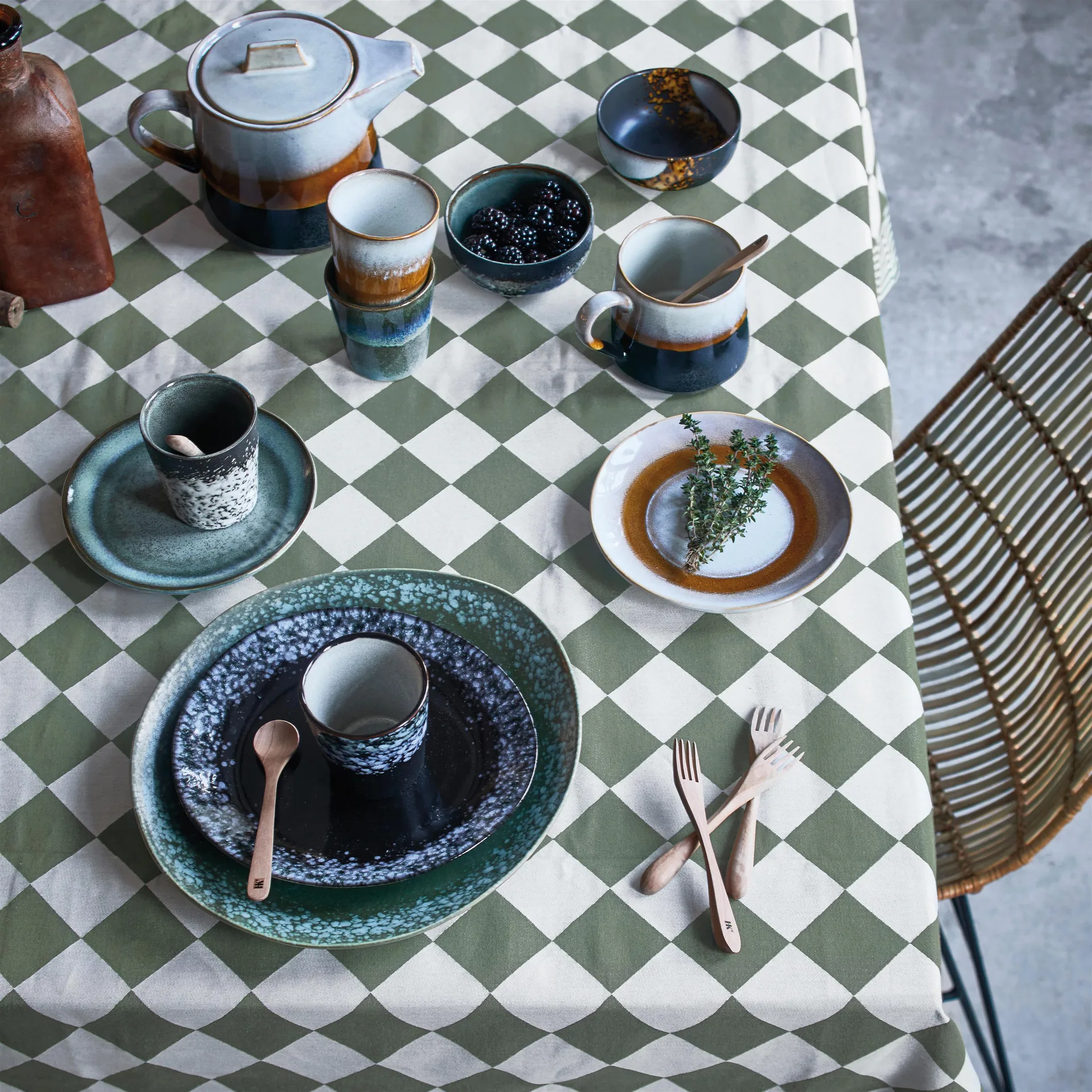 70's bord Ø 17,5 cm 2-pack, moss HKliving