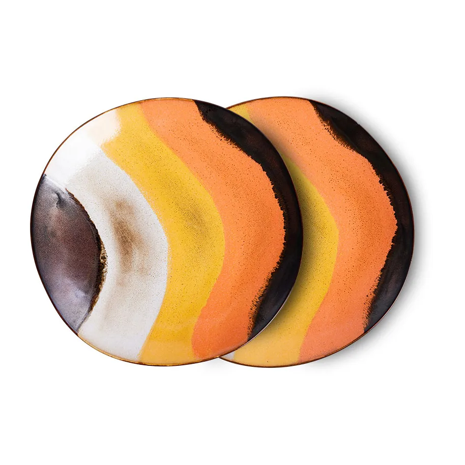 HKliving 70's bord 22 cm 2-pack Retro wave