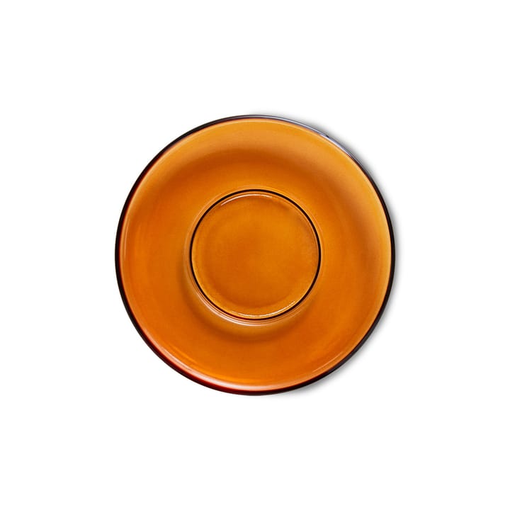 70's glassware koffieschotel Ø10,6 cm 4-pack, Amber brown HKliving