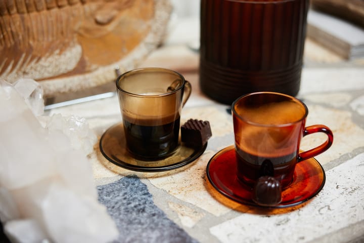 70's glassware koffieschotel Ø10,6 cm 4-pack, Mud brown HKliving