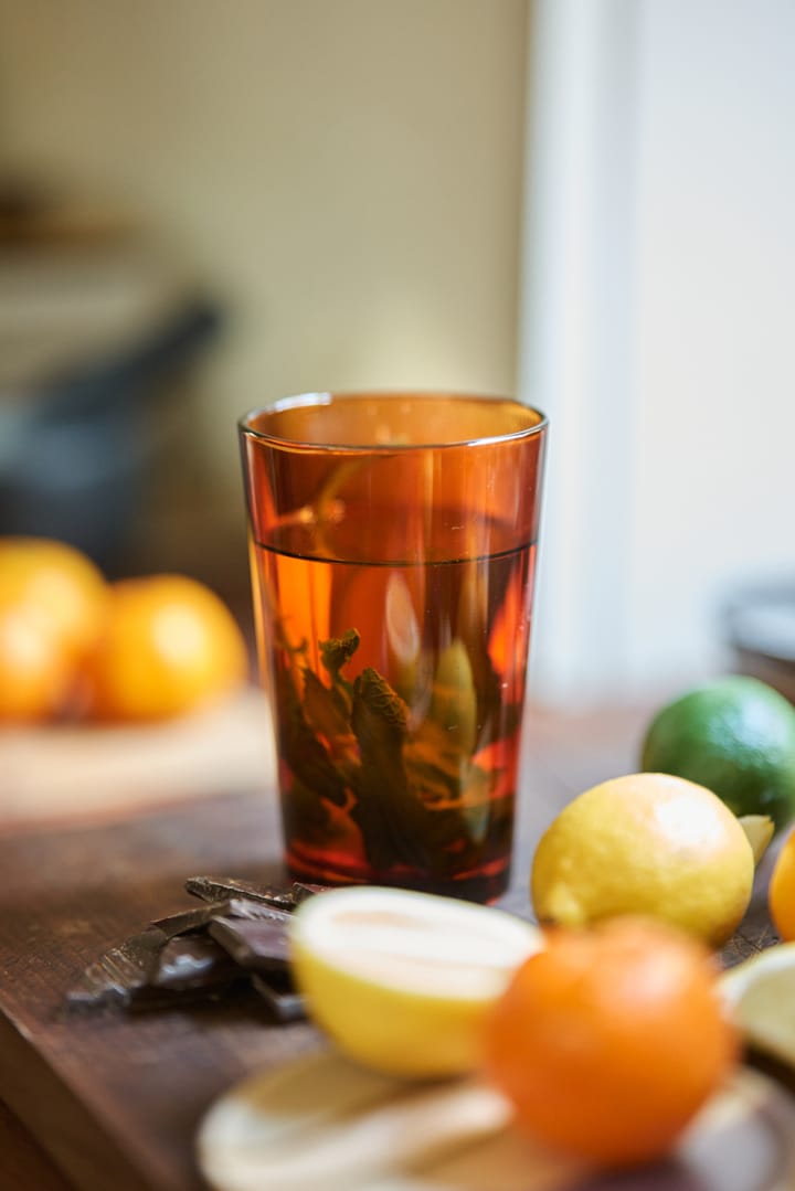 70's glassware theeglas 20 cl 4-pack, Amber brown HKliving