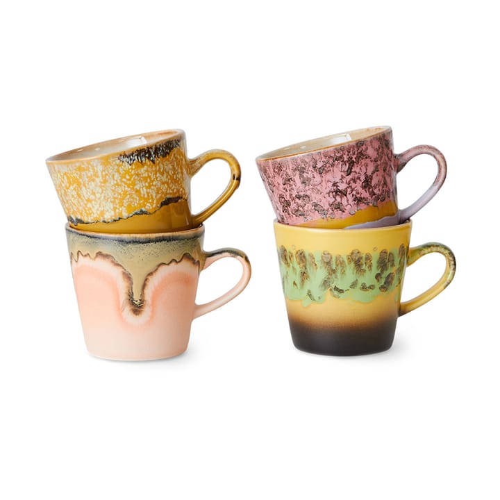70's keramiek Americano mok 4-pack 26 cl - Radiant - HKliving