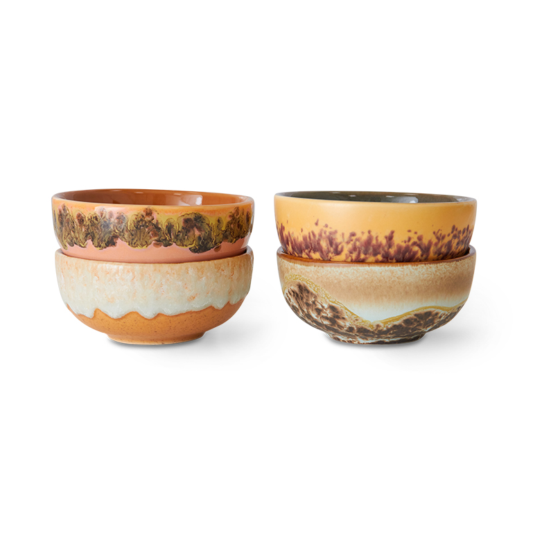 HKliving 70's kleine kom 4-pack Marine | Scandinavisch Interieur | Dessertkommen | Multi