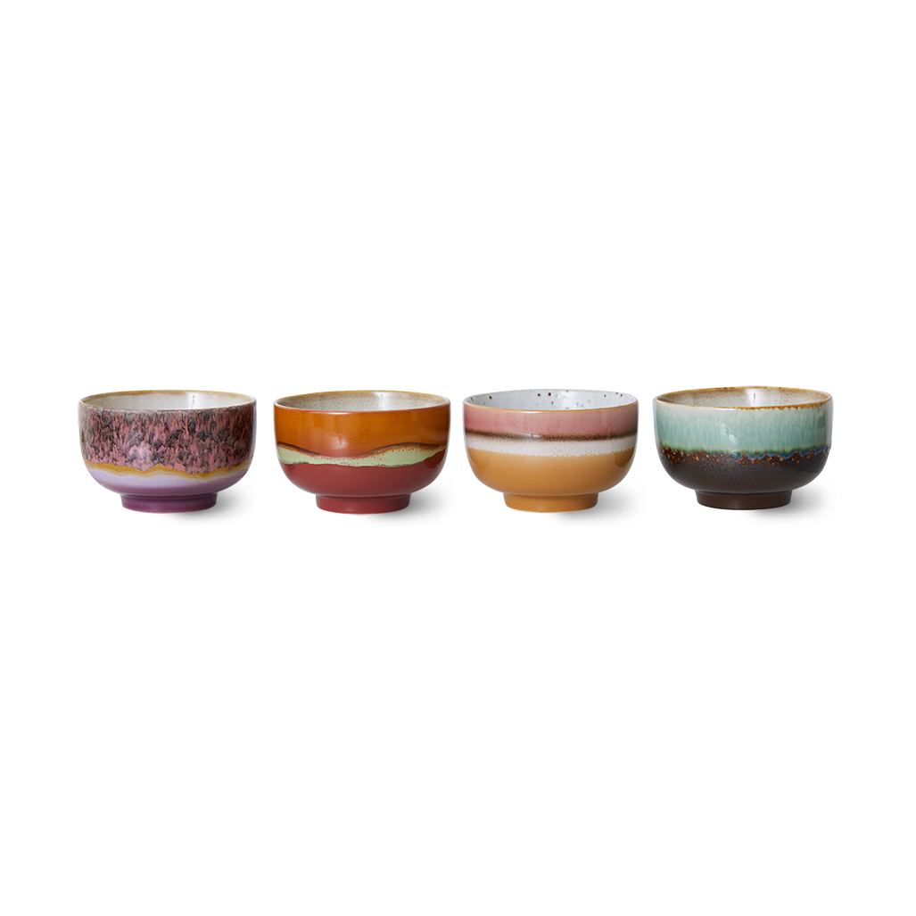 HKliving 70's kom o13,5 cm 4-pack Geyser | Scandinavisch Interieur | Ontbijtkommen | Multi