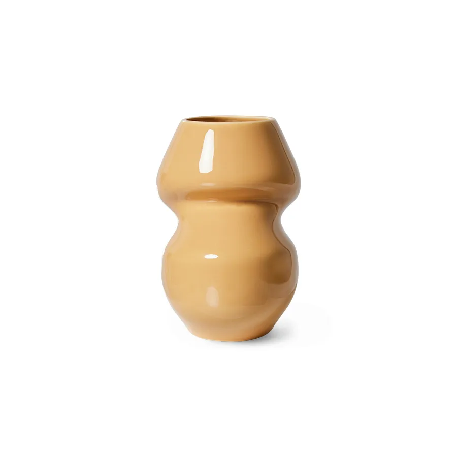 Ceramic organic vaas small 19 cm, Cappuccino HKliving