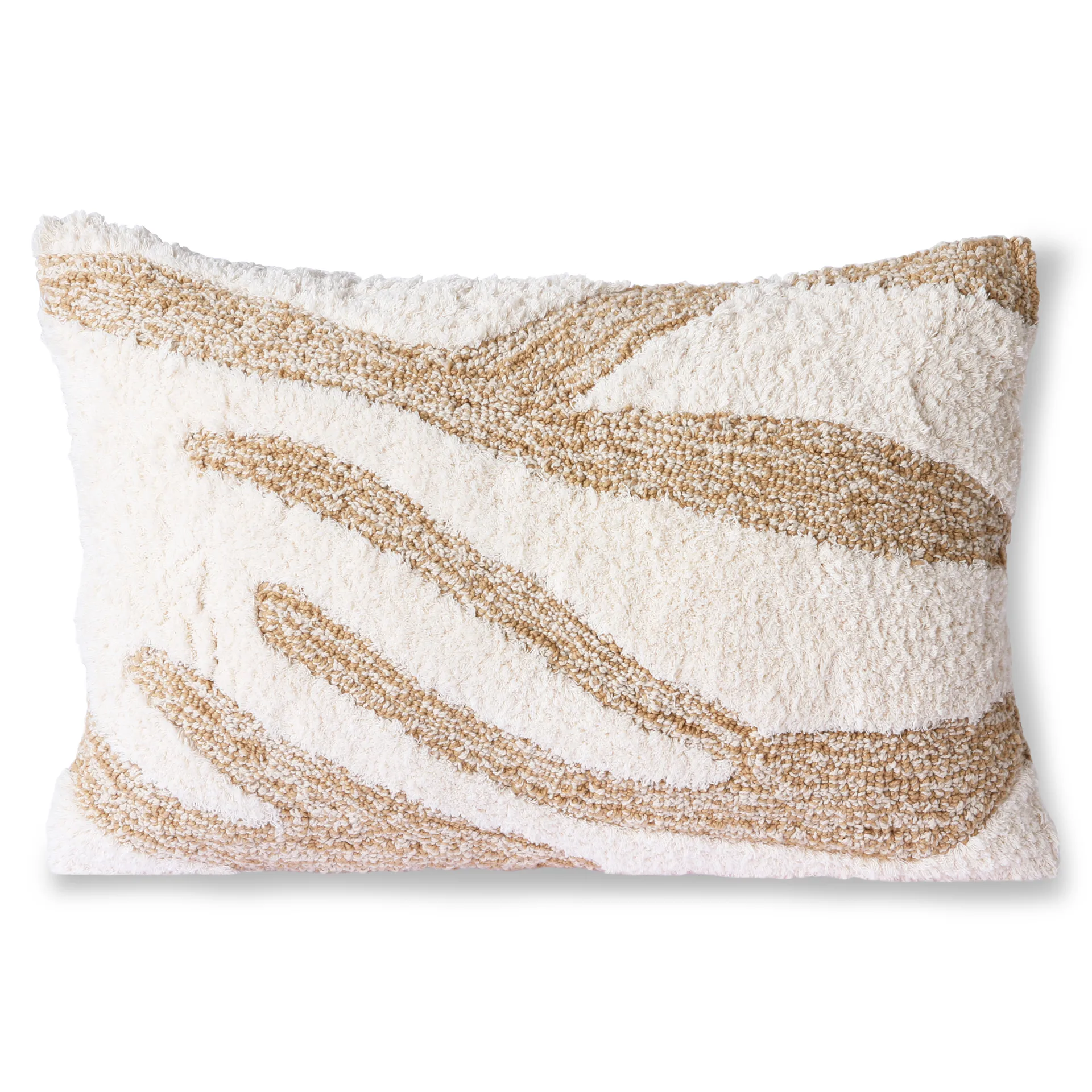 Fluffy kussen 35x55 cm, Wit-beige HKliving