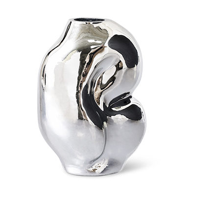 HKliving Gleam vaas small Chrome | Scandinavisch Interieur | Vazen | Zilverkleurig