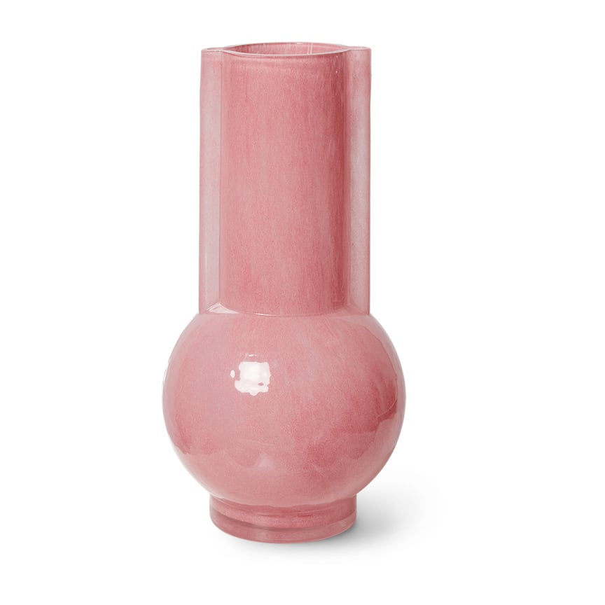 HKliving HK Living glazen vaas 25 cm Flamingo pink