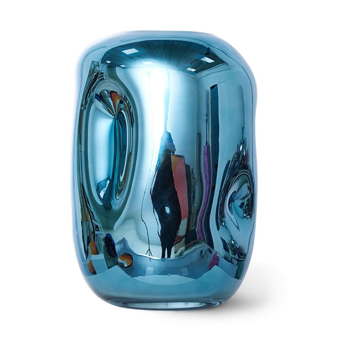 HK Objects glazen vaas 21,5 cm, Blue chrome HKliving