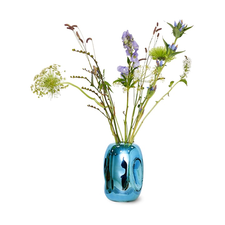 HK Objects glazen vaas 21,5 cm, Blue chrome HKliving