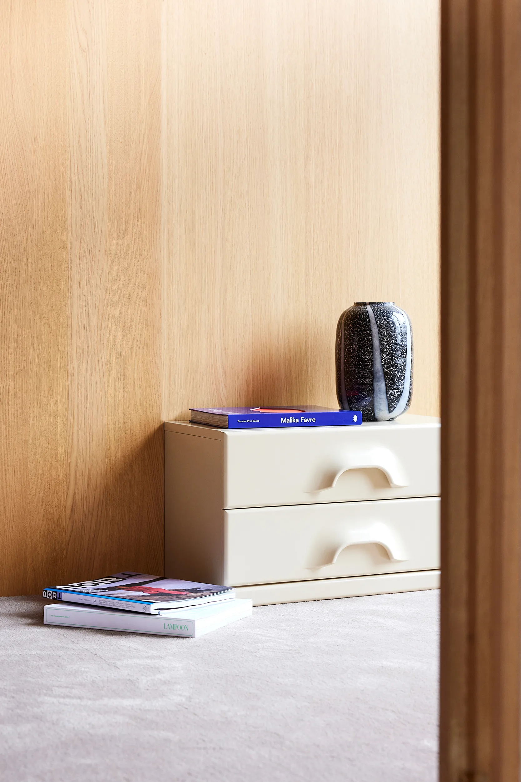 HKliving glazen vaas monochrome Ø17 cm, Black-white HKliving