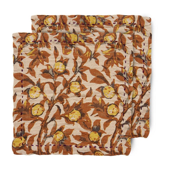 Mediterranean katoenen servet 30x30 cm 2-pack, Tangerine HKliving