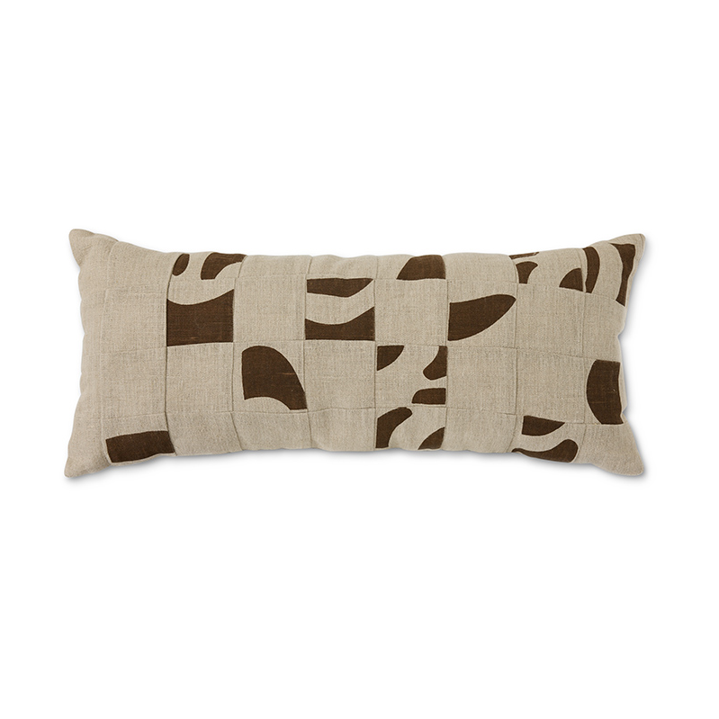 HKliving Natural patched kussen 30x70 cm Beige | Scandinavisch Interieur | Kussens | Beige