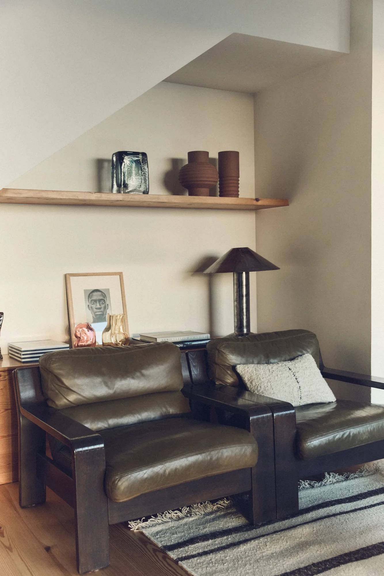 Natural wool striped kussen 30x50 cm, White HKliving