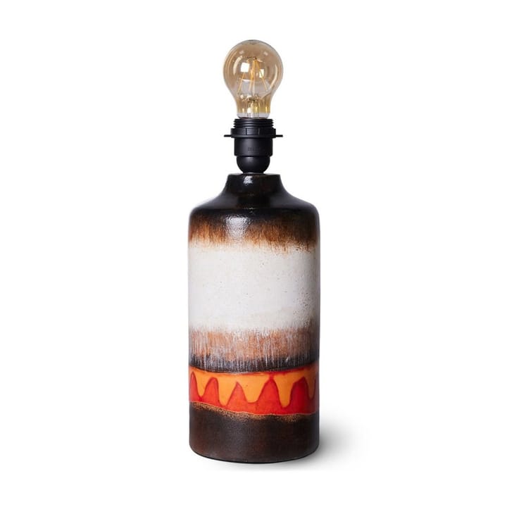 Retro geglazuurde lampenvoet van aardewerk, Brown, cream, red/orange HKliving