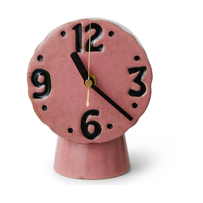 HKliving Retro keramische klok 16,2 cm Pink | Scandinavisch Interieur | Tafelklokken | Roze