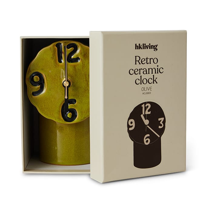 Retro keramische klok 18 cm, Olive HKliving