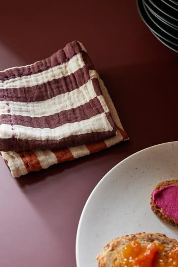 Striped katoenen servet 30x30 cm 2-pack - Burgundy - HKliving