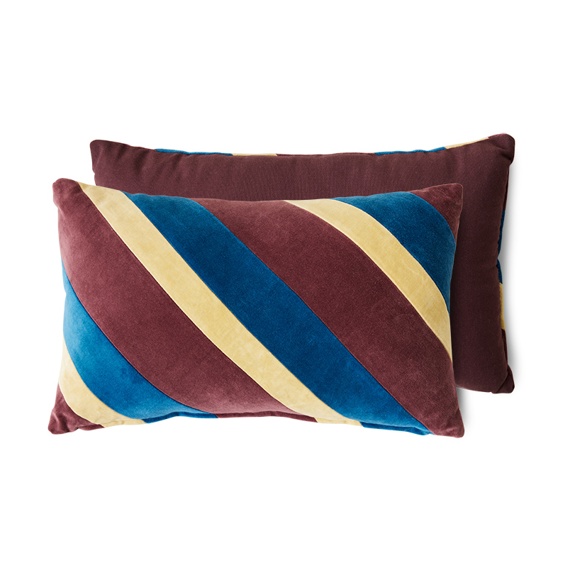 HKliving Striped velvet kussen 30x50 cm Speakeasy | Scandinavisch Interieur | Kussens | Bruin