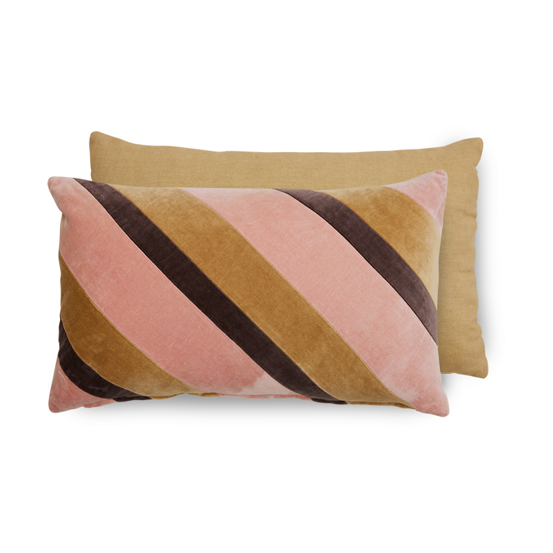 HKliving Striped velvet kussen 30x50 cm Sunkissed | Scandinavisch Interieur | Kussens | Beige