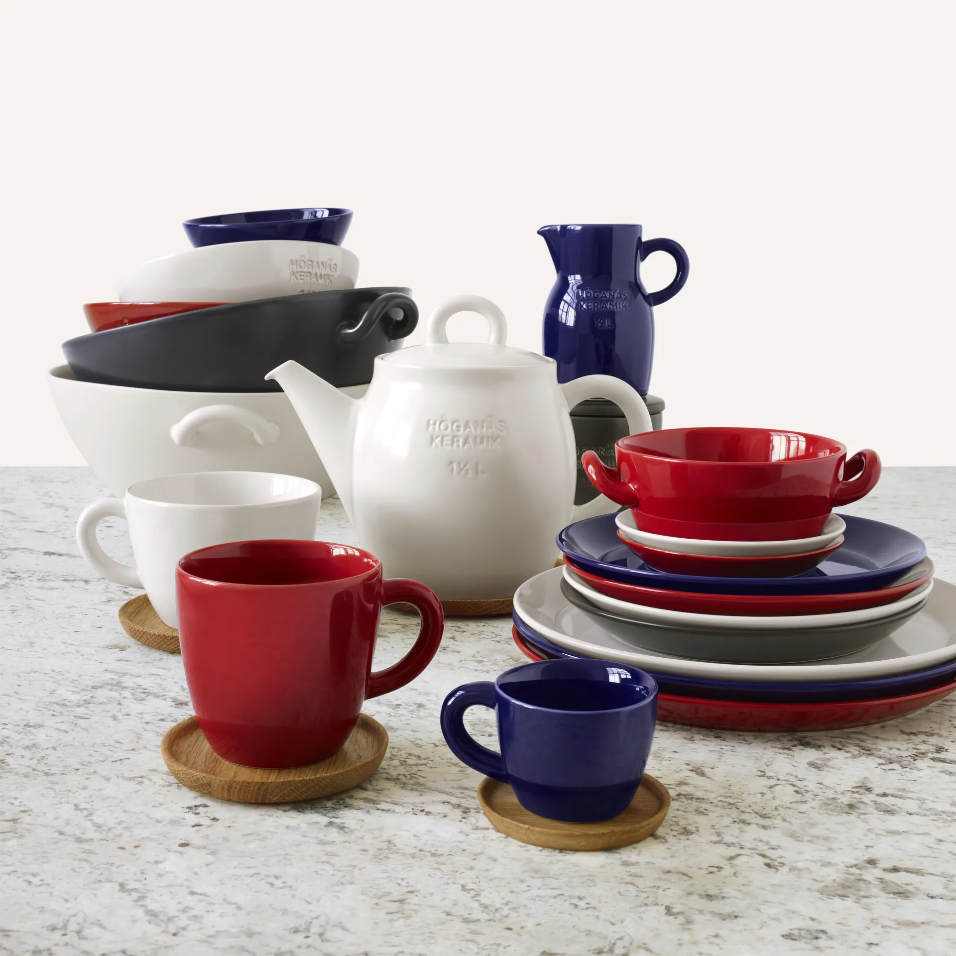 Höganäs koffiebeker, glanzend rood Höganäs Keramik