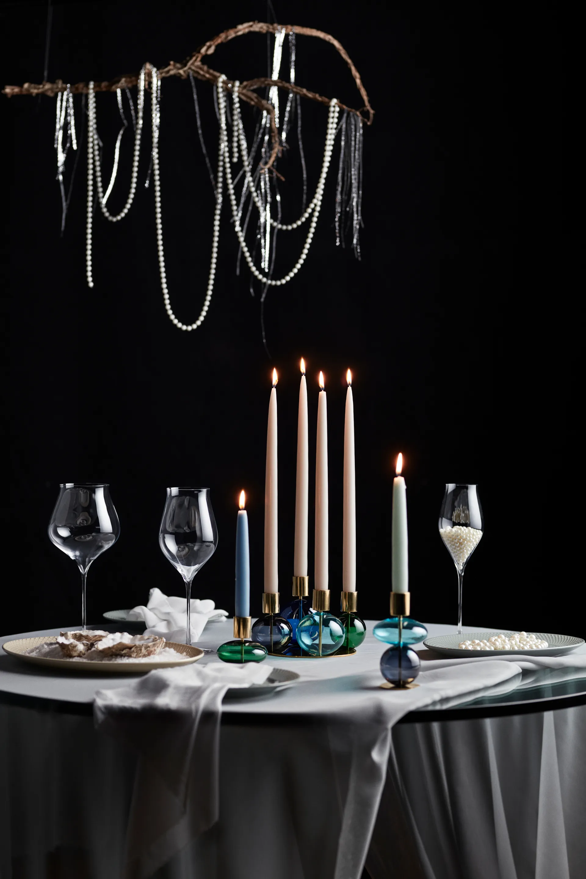 Bubble kandelaar 8 cm, Groen Holmegaard