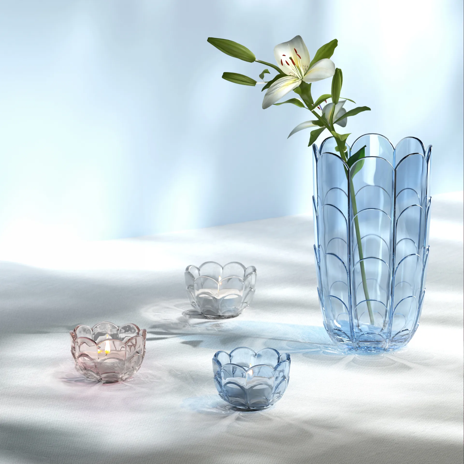 Lily vaas H19 cm, Blue iris Holmegaard