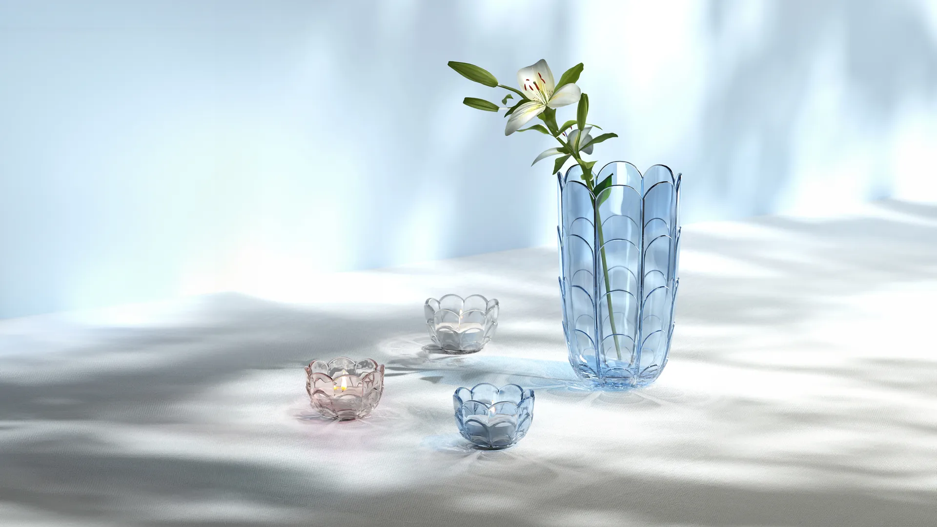 Lily waxinelichthouder Ø7 cm, Cherry blossom Holmegaard