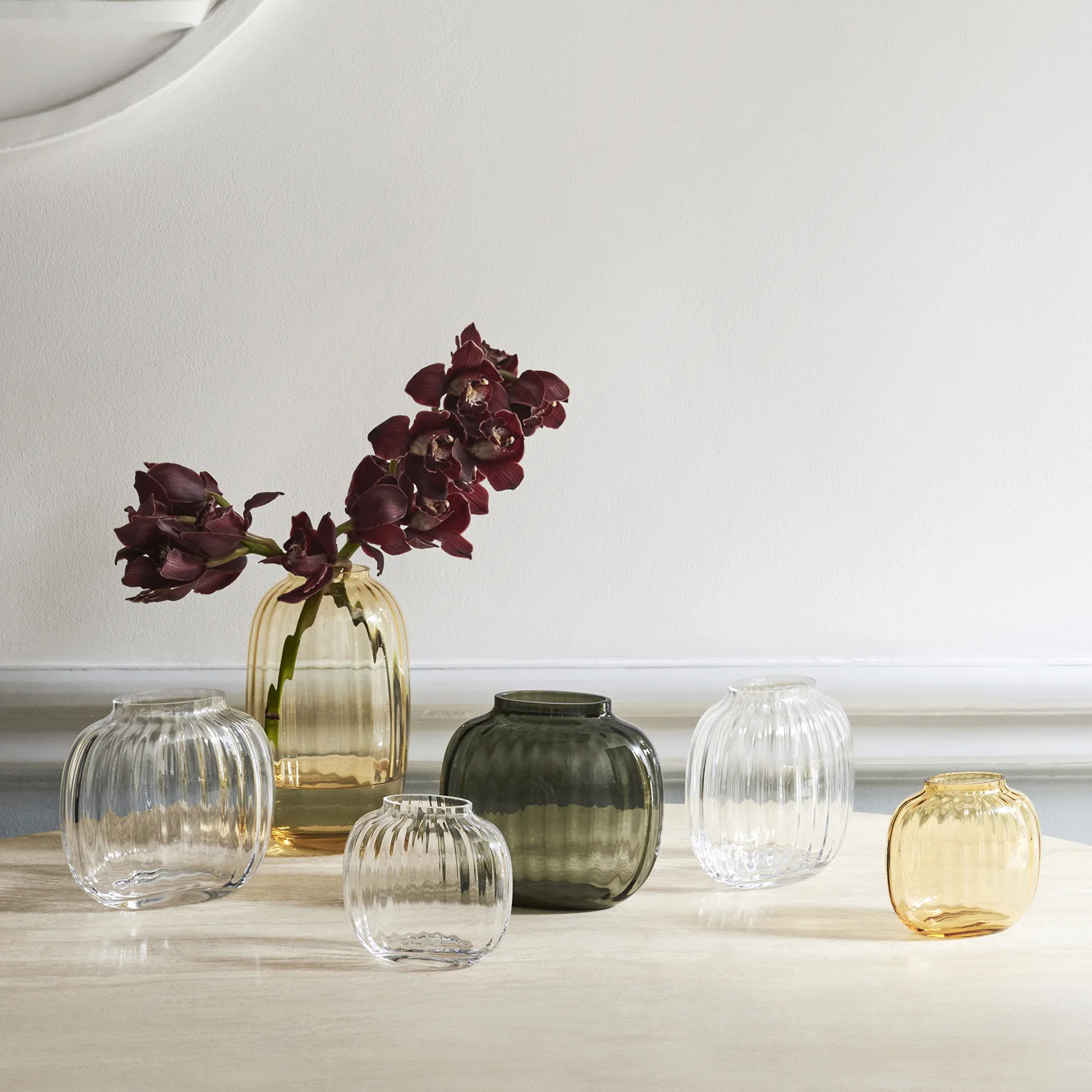 Primula vaas, Amber, ovaal Holmegaard