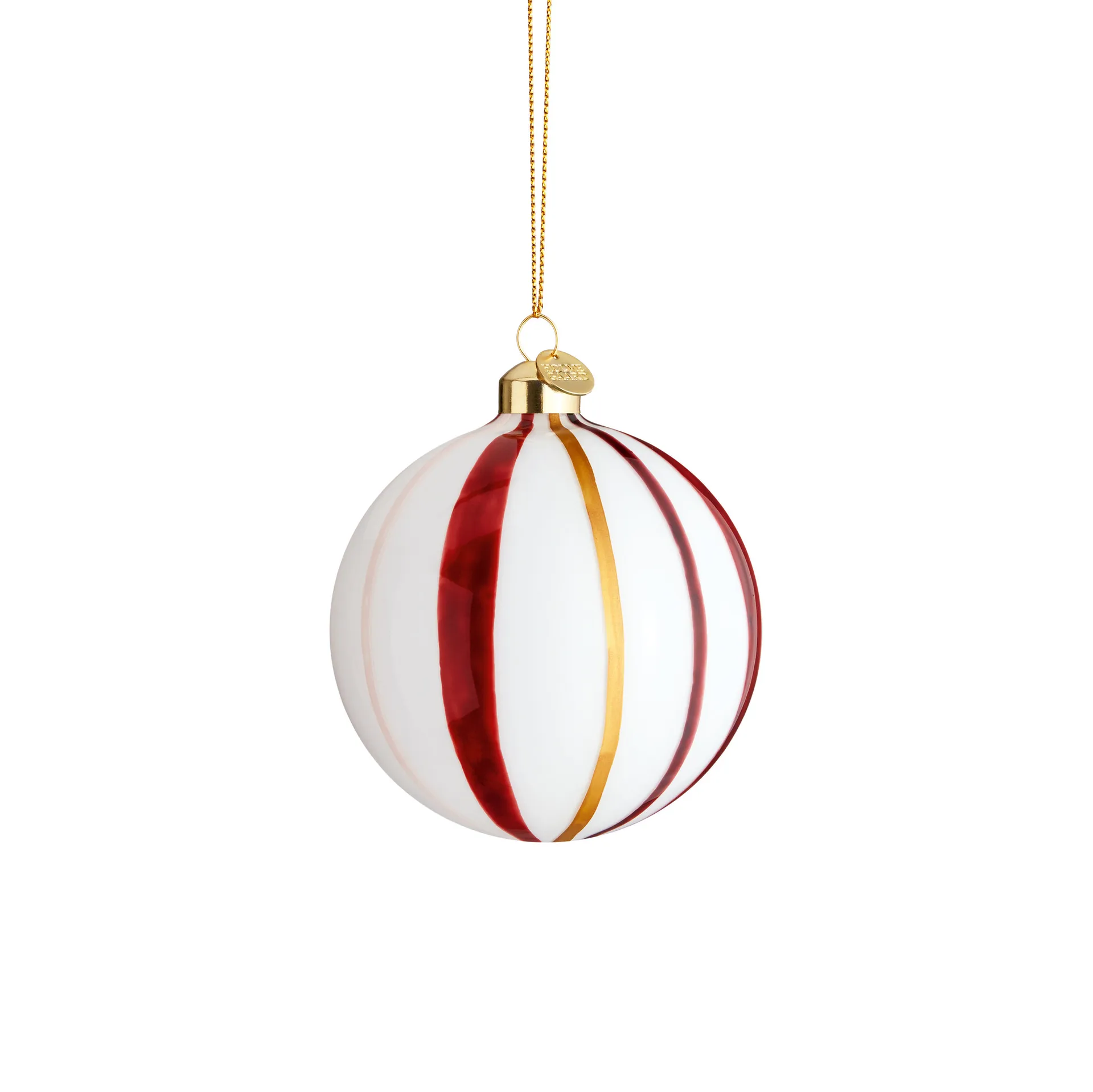 Souvenir kerstbal gestreept Ø8 cm, Rood Holmegaard