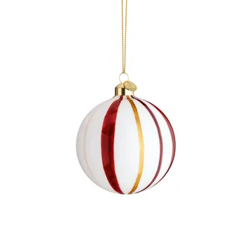 Souvenir kerstbal gestreept Ø8 cm - Rood - Holmegaard