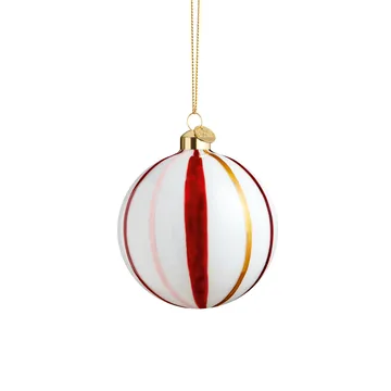 Souvenir kerstbal gestreept Ø8 cm - Rood - Holmegaard