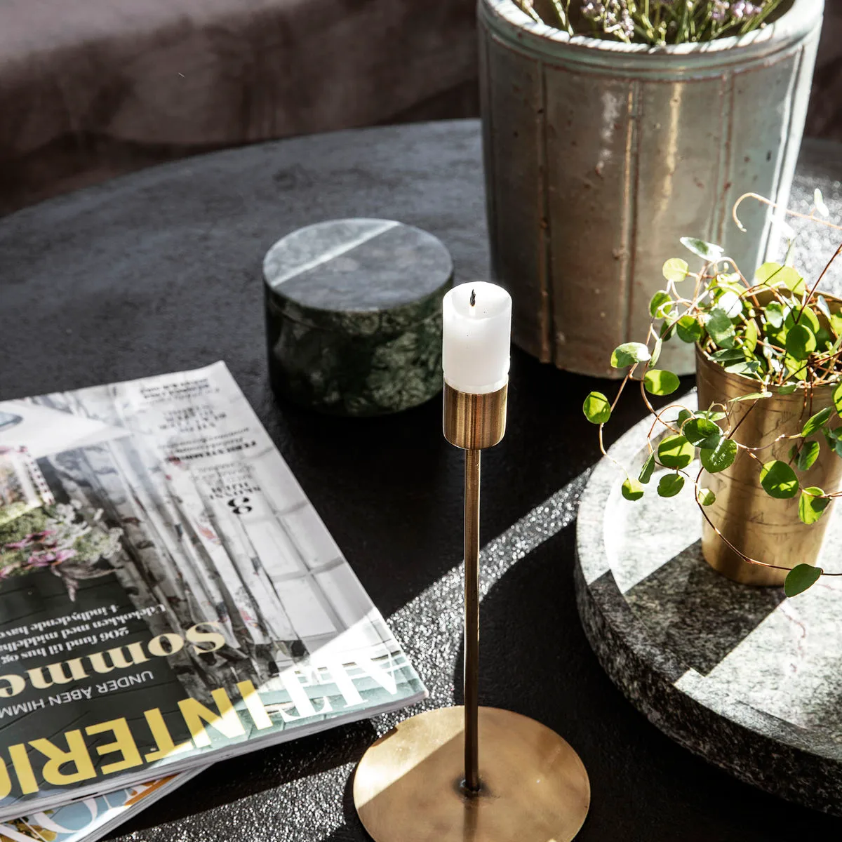 Anit kandelaar antiek messing, 20 cm House Doctor