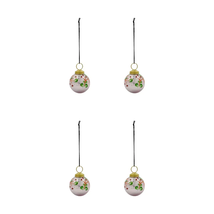 Antico kerstbal 4-pack - Roze - House Doctor
