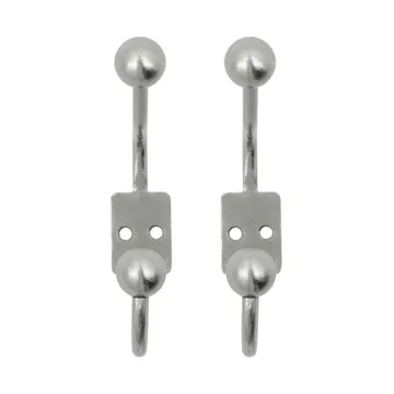 Ball haak 2-pack - Zilverkleurige afwerking, Ø7x13 cm - House Doctor