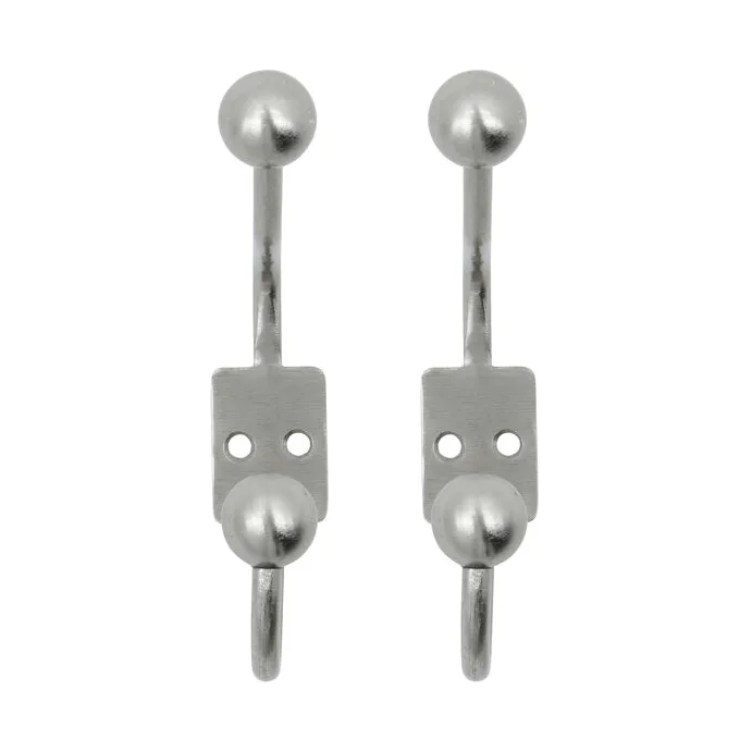 Ball haak 2-pack - Zilverkleurige afwerking, Ø7x13 cm - House Doctor