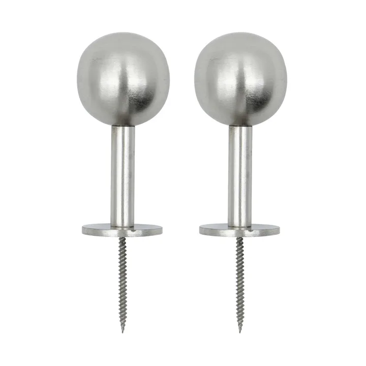 Ball haak 2-pack - Zilverkleurige afwerking, Ø8x4 cm - House Doctor