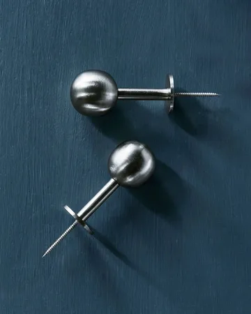 Ball haak 2-pack - Zilverkleurige afwerking, Ø8x4 cm - House Doctor