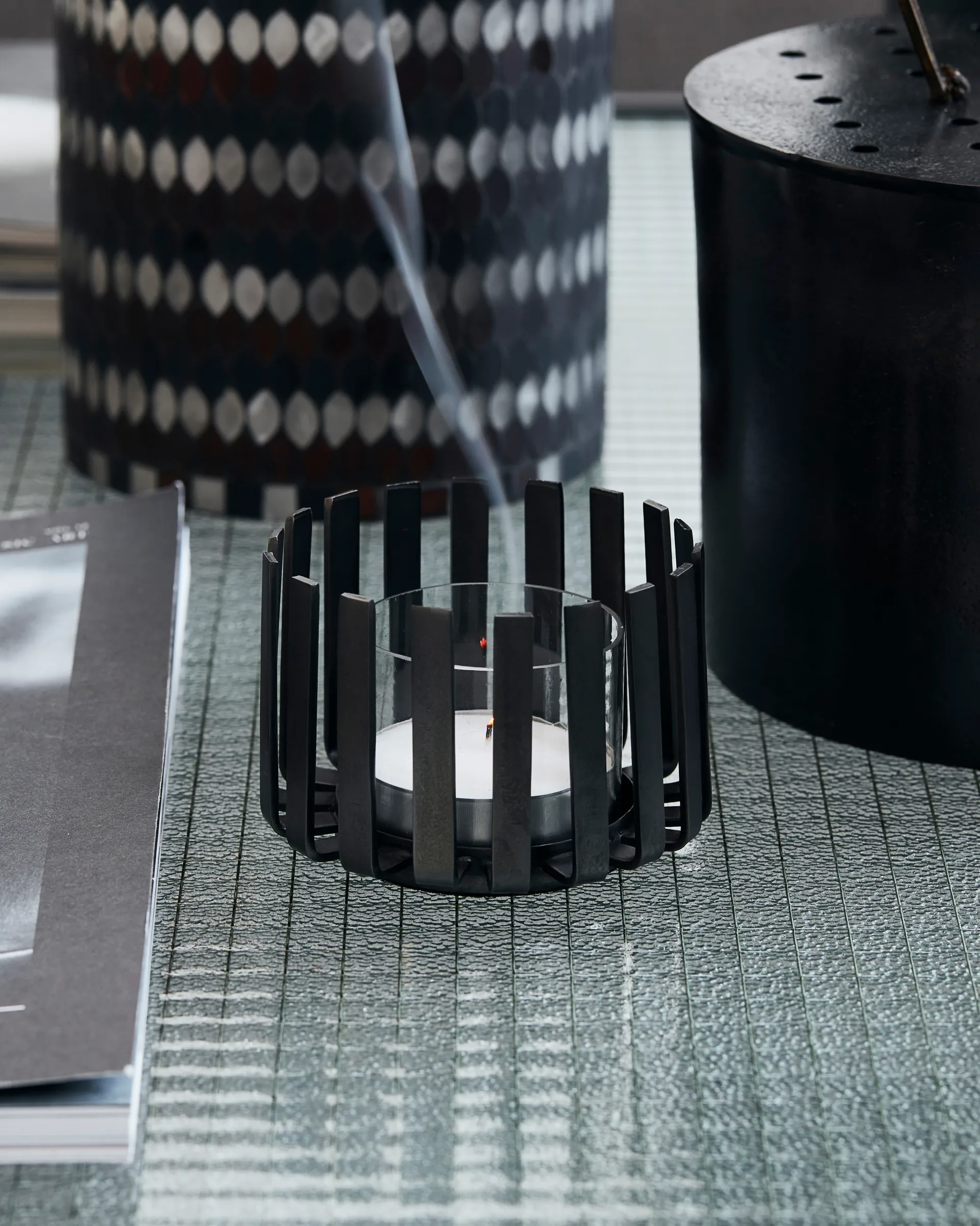 Bars waxinelichtjeshouder Ø10 cm, Zwart House Doctor