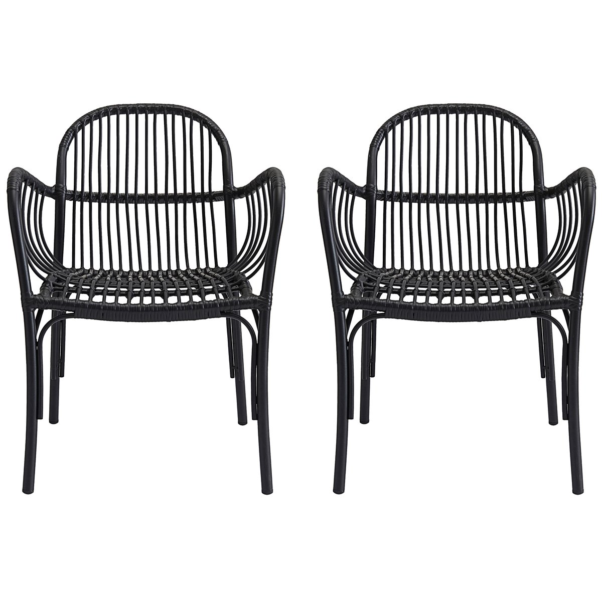 House Doctor Brea rotan stoel 2-pack Zwart Zwart | Scandinavisch Interieur | Tuinstoelen |