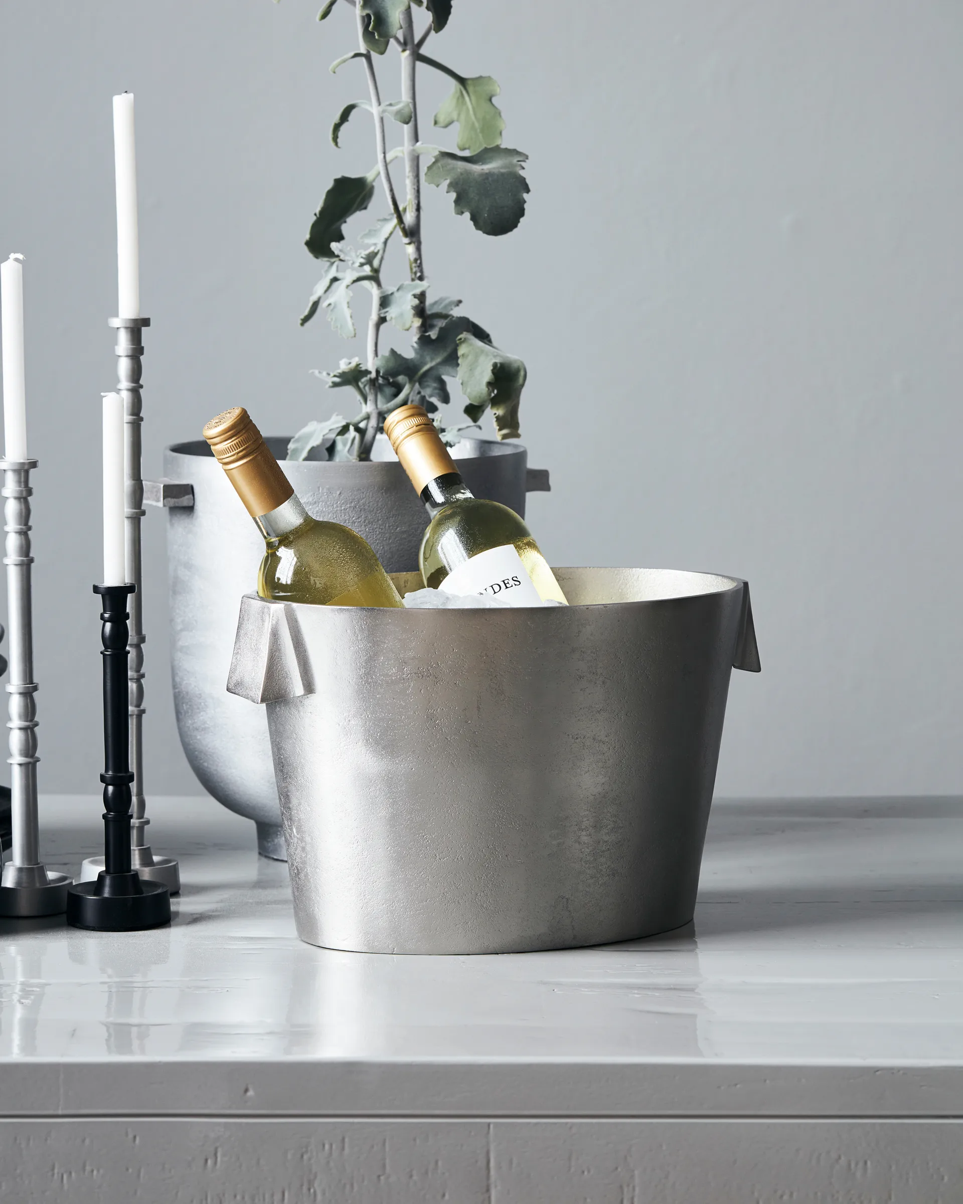 Buck wijnkoeler 22x32 cm, Geborsteld zilver House Doctor