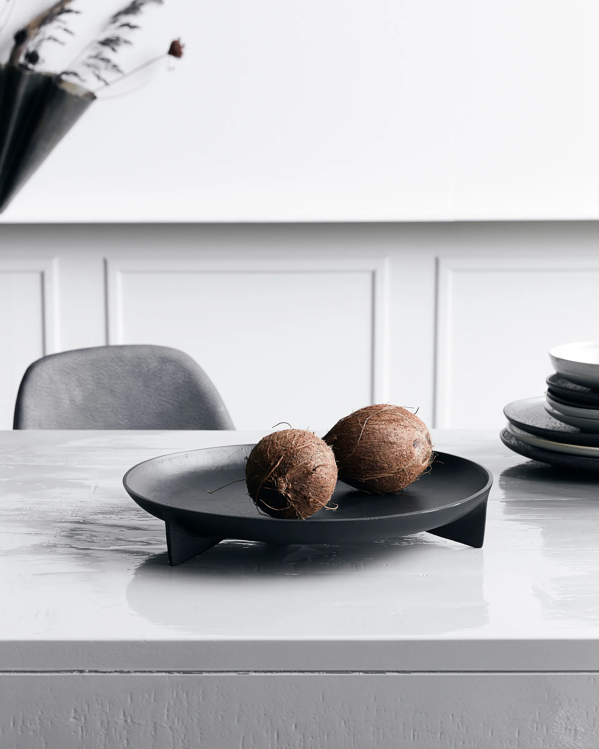 Cast dienblad Ø38 cm, Zwart House Doctor