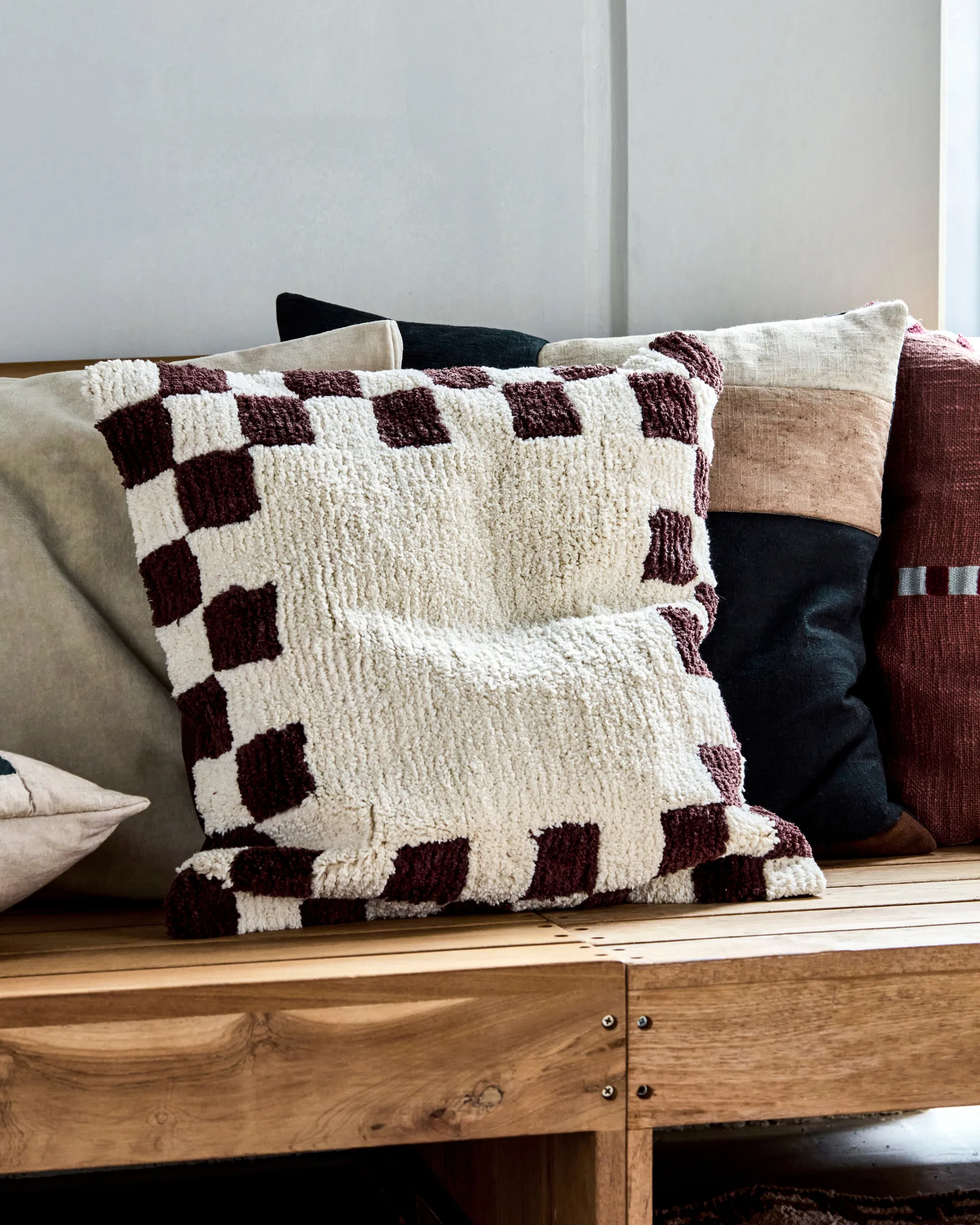 Chess kussensloop, Bruin-off-White, 50x50 cm House Doctor