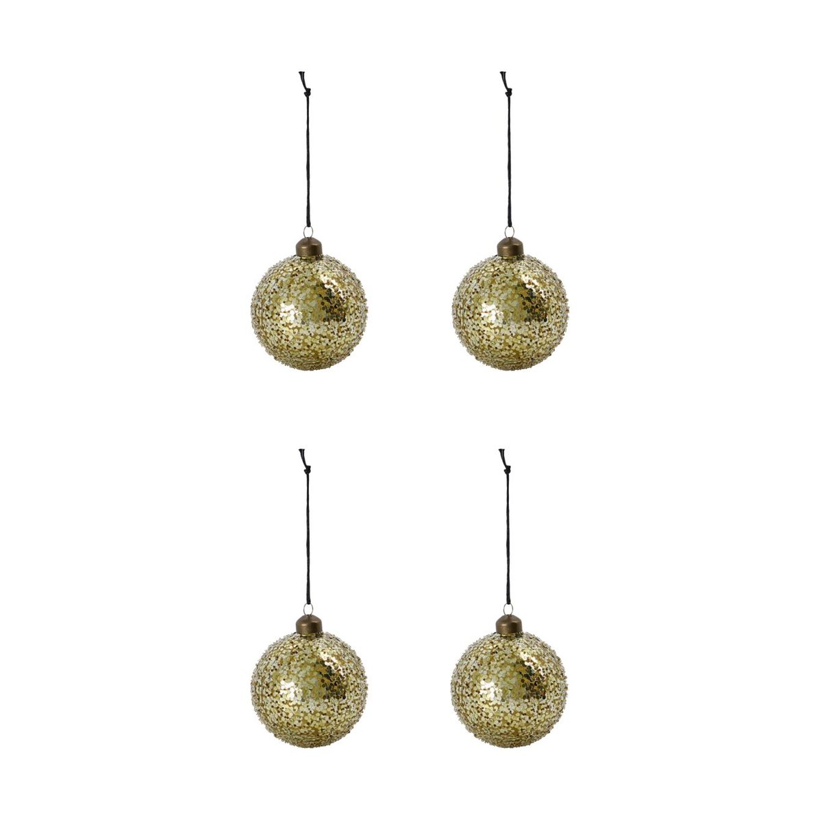House Doctor Chosen kerstbal o8 cm 4-pack Goud | Scandinavisch Interieur | Kerstdecoraties | Goudkleurig