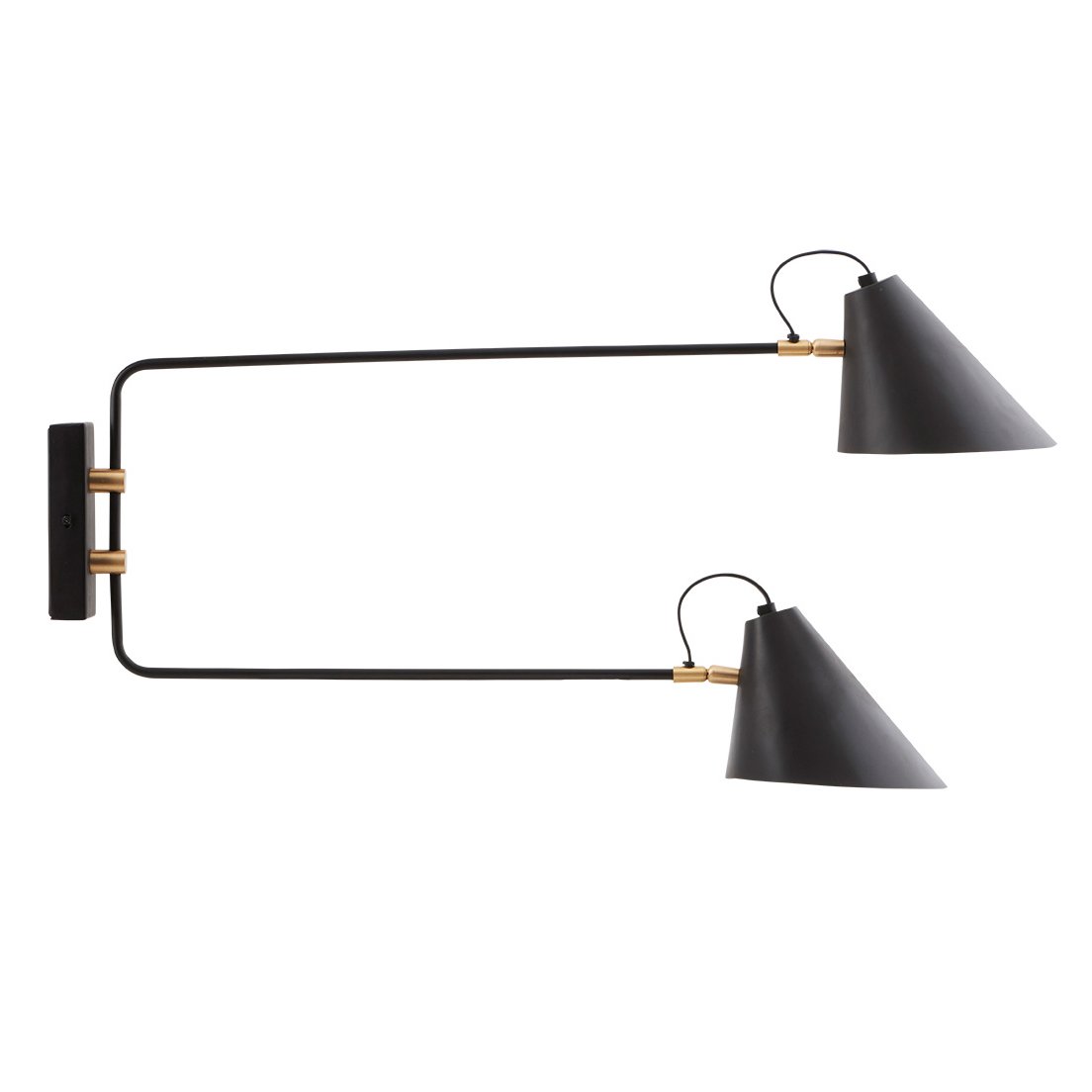 House Doctor Club wandlamp dubbele arm | Scandinavisch Interieur | Wandlampen | Zwart