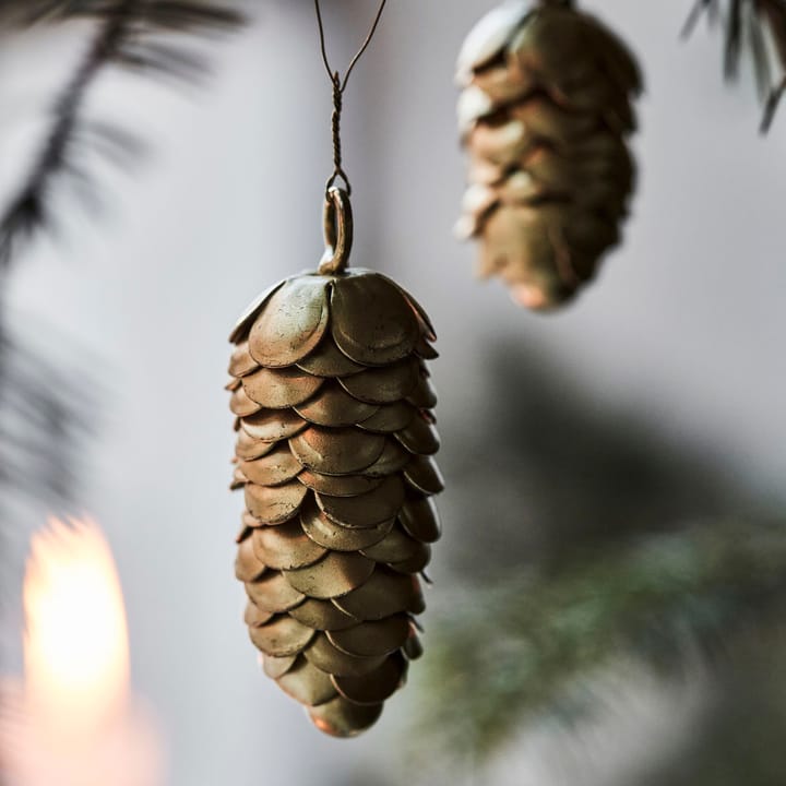Cone kerstboomhanger 6,5 cm 2-delig, Goud House Doctor