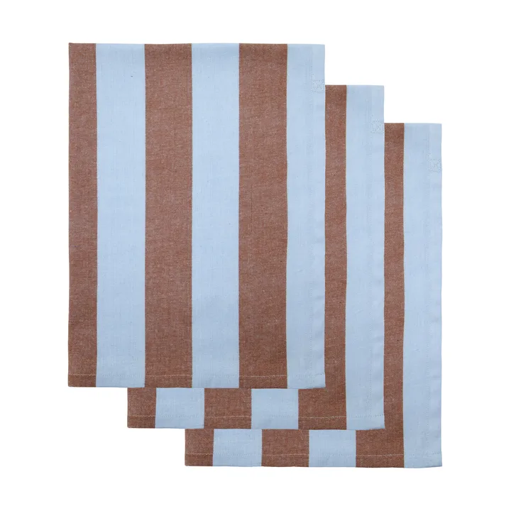 Cook keukendoek 55x75 cm 3-pack - Lichtblauw-bruin - House Doctor