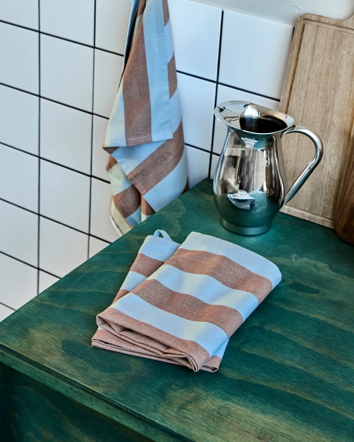 Cook keukendoek 55x75 cm 3-pack, Lichtblauw-bruin House Doctor