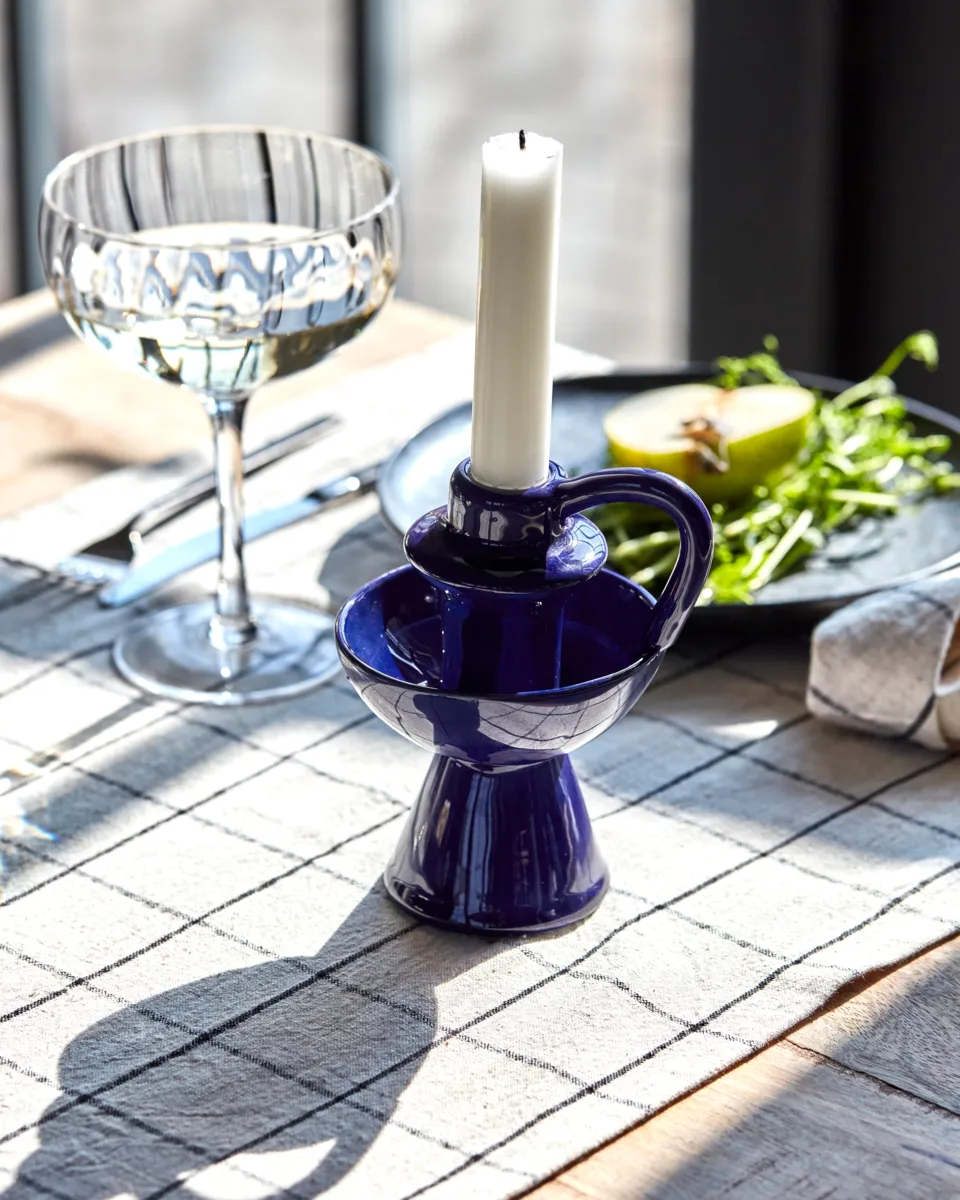 Diva kandelaar 14 cm, Blauw House Doctor