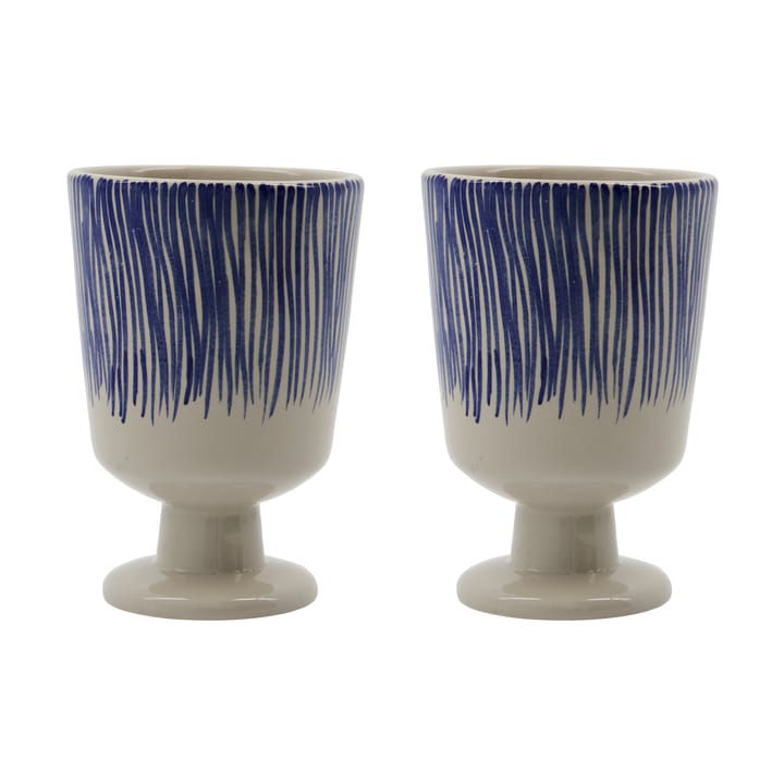 Diva mok op voet 25 cl 2-pack, Off white-Blauw House Doctor
